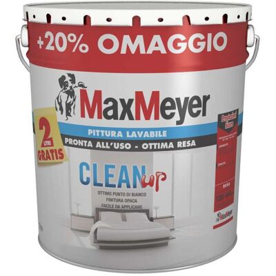 MAX MEYER Pittura Lavabile 10+2lt Clean Up Bianco Opaco MAX MEYER Pittura Lavabile 10+2lt Clean Up Bianco Opaco