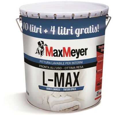 Vernice Interno Lavabile Bianca Max Meyer - A Base d'Acqua, 14L Vernice Interno Lavabile Bianca Max Meyer - A Base d'Acqua, 14L