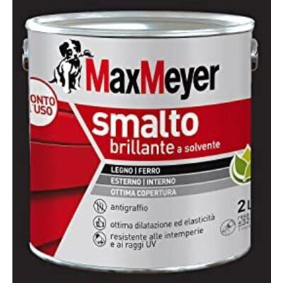 MAX MEYER Maxmeyer Smalto A Solvente Brillante Nero R9005 2 L MAX MEYER Maxmeyer Smalto A Solvente Brillante Nero R9005 2 L