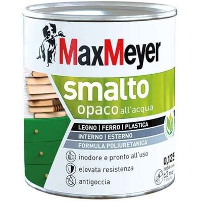 MAXMEYER - Smalto Opaco all'acqua Poliuretanico Bianco 0,125 l - Bianco - Opaco - Vernice MAXMEYER - Smalto Opaco all'acqua Poliuretanico Bianco 0,125 l - Bianco - Opaco - Vernice