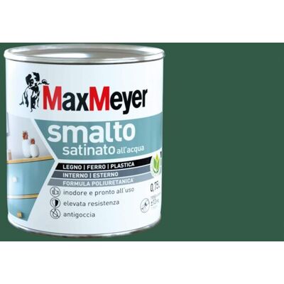 MAX MEYER Maxmeyer Smalto All'acqua Poliuretanico Satinato, Verde Scuro, 0.75l MAX MEYER Maxmeyer Smalto All'acqua Poliuretanico Satinato, Verde Scuro, 0.75l
