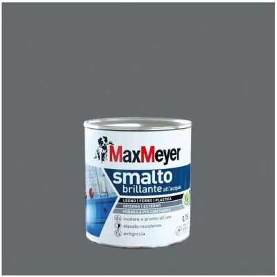 MAX MEYER Smalto Brillante A Acqua Colore Grigio Fumo 0,75lt MAX MEYER Smalto Brillante A Acqua Colore Grigio Fumo 0,75lt