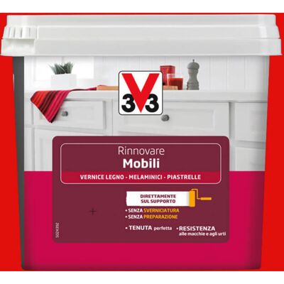 V33 Smalto Per Mobili - Rinnovare Mobili - Rosso Fragola 0,75lt V33 Smalto Per Mobili - Rinnovare Mobili - Rosso Fragola 0,75lt