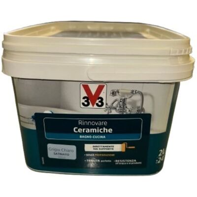 V33 - Rinnovare Ceramiche Bagno-cucina Grigio Chiaro Satinato 2 Lt V33 - Rinnovare Ceramiche Bagno-cucina Grigio Chiaro Satinato 2 Lt