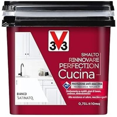 V33 - Smalto Rinnovare Perfection Cucina Muri Piastrelle Mobili Metallo Satinato - Colore: Bianco Satinato V33 - Smalto Rinnovare Perfection Cucina Muri Piastrelle Mobili Metallo Satinato - Colore: Bianco Satinato