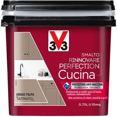 V33 - Smalto Rinnovare Perfection Cucina Muri Piastrelle Mobili Metallo Satinato - Colore: Grigio Talpa Satinato V33 - Smalto Rinnovare Perfection Cucina Muri Piastrelle Mobili Metallo Satinato - Colore: Grigio Talpa Satinato