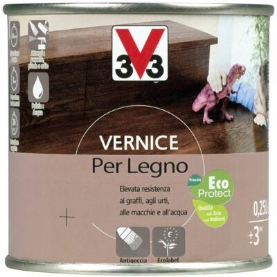 V33 Vernice Per Legno Lt 0,25 Noce Scuro Brillante V33 Vernice Per Legno Lt 0,25 Noce Scuro Brillante