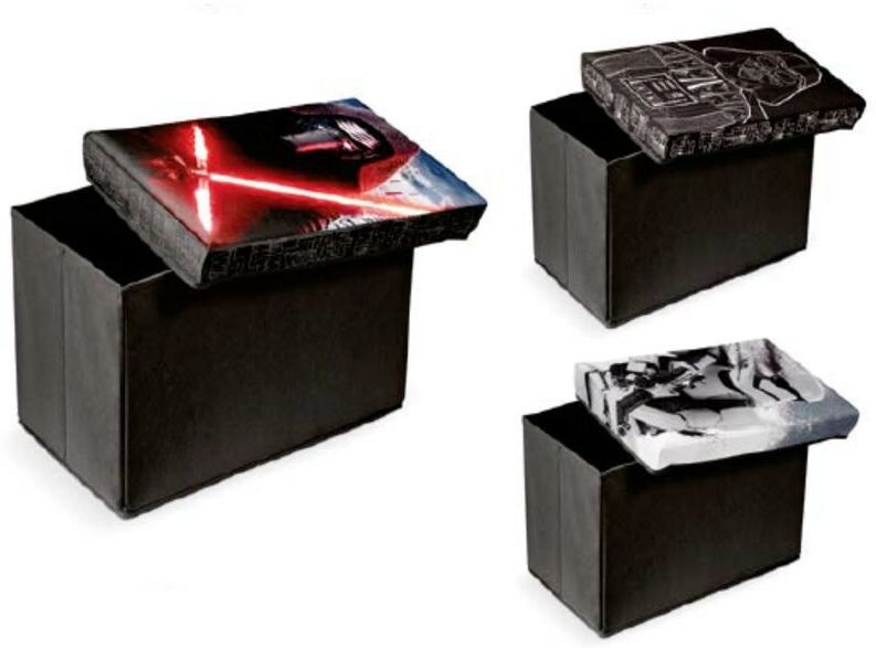 DOMOPAK Pouf con coperchio living per organizzazione cameretta 49x31x31CM - rappresentazione cartone star wars -