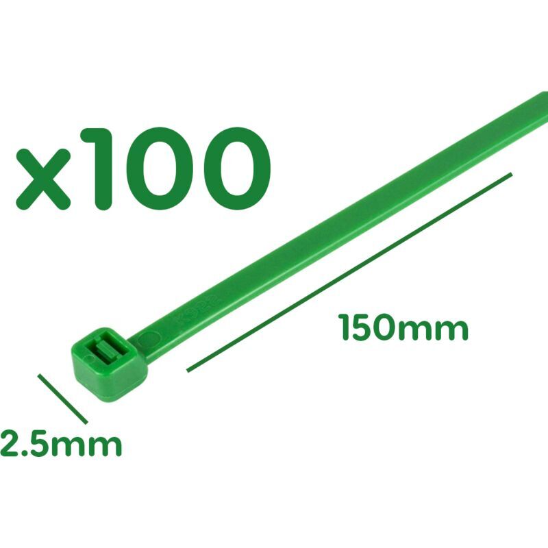 ZOREI - 100 Fascette Plastica Verde Giardinaggio 2.5X150mm