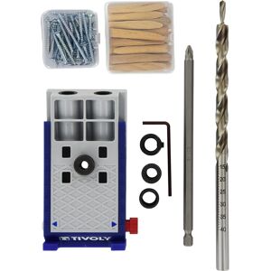 TIVOLY - Kit Di Montaggio Invisibile Da 68 Pezzi, Con Guida Angolare Da 15°, Punta A Gradino Ø9,5x200 Mm, Punta Per Vite Pz2 Lg 150 Mm, 30 Tasselli, 30 Viti Per Legno TIVOLY - Kit Di Montaggio Invisibile Da 68 Pezzi, Con Guida Angolare Da 15°, Punta A Gradino Ø9,5x200 Mm, Punta Per Vite Pz2 Lg 150 Mm, 30 Tasselli, 30 Viti Per Legno