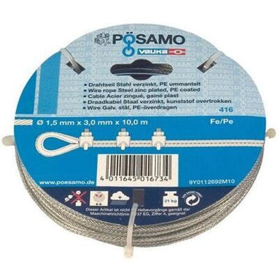 POSAMO Cavo in Acciaio 2mm 10m - Norma EN POSAMO Cavo in Acciaio 2mm 10m - Norma EN