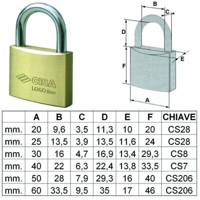 CISA 21010-40-0 Ka Lucchetto Logo Ott Mm 40 - CISA 21010-40-0 Ka Lucchetto Logo Ott Mm 40 -