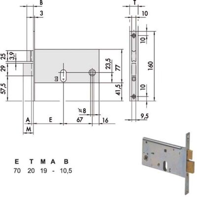 CISA Serratura Infilare Fasce Per Alluminio 44461-90-0 CISA Serratura Infilare Fasce Per Alluminio 44461-90-0