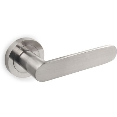 EMUCA Set Di Maniglie Per Porte Interne Bunbury, Con Rosetta D.50mm, Alluminio, Nichel Satinado - EMUCA Set Di Maniglie Per Porte Interne Bunbury, Con Rosetta D.50mm, Alluminio, Nichel Satinado -