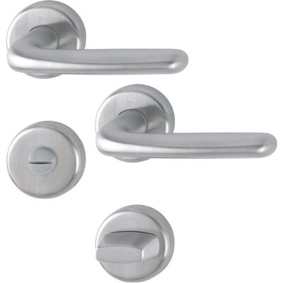 Set maniglie con rosetta Hoppe Cardiff in acciaio inox Set maniglie con rosetta Hoppe Cardiff in acciaio inox