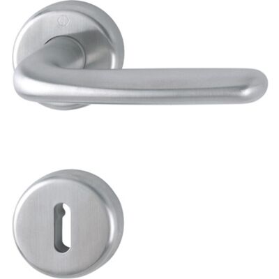 Set Maniglie Porta Hoppe Cardiff in Acciaio Inox - Rosette Rotonde, per Porte Interne Set Maniglie Porta Hoppe Cardiff in Acciaio Inox - Rosette Rotonde, per Porte Interne
