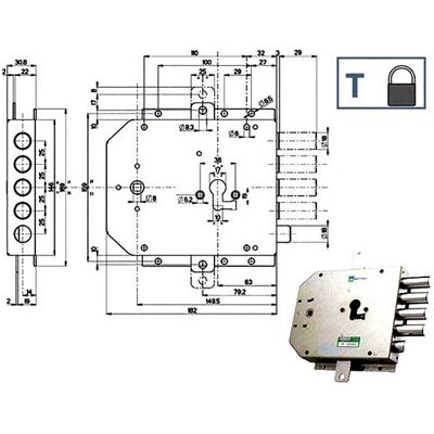 Mottura 85555 Serratura cilindro europeo - Mano sinistra - Sicurezza con 4 pistoni Mottura 85555 Serratura cilindro europeo - Mano sinistra - Sicurezza con 4 pistoni