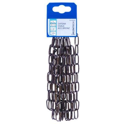 MASIDEF Catena Ovale Pretagliata Diam. 2,5 Mm. In Acciaio Bronzato 2,5 Mt. MASIDEF Catena Ovale Pretagliata Diam. 2,5 Mm. In Acciaio Bronzato 2,5 Mt.