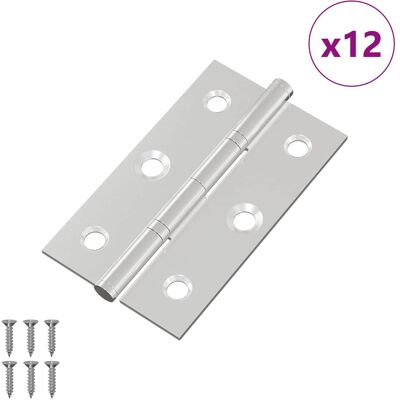 VIDAXL Cerniera Tinta Unita 12 Pz Argento 58 X 35 X 1 Mm Acciaio VIDAXL Cerniera Tinta Unita 12 Pz Argento 58 X 35 X 1 Mm Acciaio