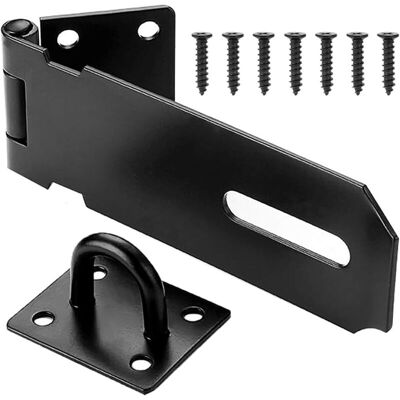 FOCTRO Chiusura Per Porta Da 10 Cm (4 Pollici), Serratura Di Sicurezza In Acciaio Inox 304, Fermaporta, Serratura Di Sicurezza, Chiusura Con Lucchetto, Nera FOCTRO Chiusura Per Porta Da 10 Cm (4 Pollici), Serratura Di Sicurezza In Acciaio Inox 304, Fermaporta, Serratura Di Sicurezza, Chiusura Con Lucchetto, Nera