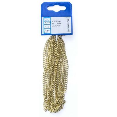 MASIDEF Catena Ritorta Pretagliata Ø 0,8 Mm. In Acciaio Ottonato 2,5 Mt. MASIDEF Catena Ritorta Pretagliata Ø 0,8 Mm. In Acciaio Ottonato 2,5 Mt.