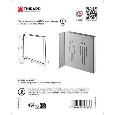 THIRARD Targa Segnaletica <>, Acciaio Inox Spazzolato, 120 X 120 Mm, Con Bordo Ripiegato – THIRARD Targa Segnaletica <>, Acciaio Inox Spazzolato, 120 X 120 Mm, Con Bordo Ripiegato –