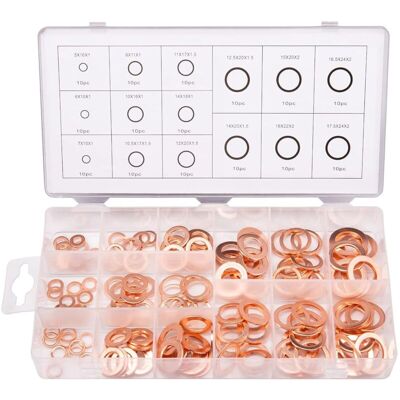 OEM 150 Pezzi 15 Specifiche Guarnizioni Ad Anello Di Tenuta, Kit Assortimento Rondelle In Rame, Rondelle In Rame Guarnizione Ad Anello Di Tenuta Con Scatola M5 M6 M8 M10 M12 M14 M16 M18 M20 M22-crezuo OEM 150 Pezzi 15 Specifiche Guarnizioni Ad Anello Di Tenuta, Kit Assortimento Rondelle In Rame, Rondelle In Rame Guarnizione Ad Anello Di Tenuta Con Scatola M5 M6 M8 M10 M12 M14 M16 M18 M20 M22-crezuo