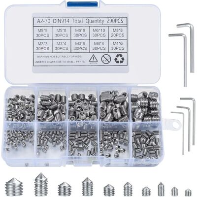 OEM 290 Pezzi Di Viti A Testa Esagonale, Viti A Testa Conica, Viti Di Fermo In Acciaio Inox M3/m4/m5/m6/m8, Viti A Filettatura Interna Per Maniglie Delle Porte, Con 5 Chiavi A Brugola OEM 290 Pezzi Di Viti A Testa Esagonale, Viti A Testa Conica, Viti Di Fermo In Acciaio Inox M3/m4/m5/m6/m8, Viti A Filettatura Interna Per Maniglie Delle Porte, Con 5 Chiavi A Brugola