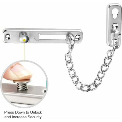 AQUAFORGE Catena Di Chiusura Per Porta, Catena Di Chiusura Con Catena Antifurto A Molla, Acciaio Inox Argento - AQUAFORGE Catena Di Chiusura Per Porta, Catena Di Chiusura Con Catena Antifurto A Molla, Acciaio Inox Argento -