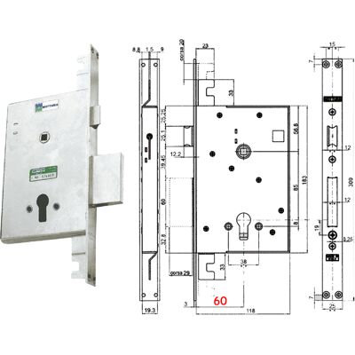 MOTTURA Serratura Porta Blindata X Cilindro Europeo Reversibile E60 89.85740 MOTTURA Serratura Porta Blindata X Cilindro Europeo Reversibile E60 89.85740