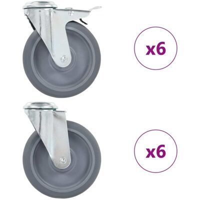 VIDAXL Ruote Girevoli Con Foro Per Bullone 12 Pz 125 Mm VIDAXL Ruote Girevoli Con Foro Per Bullone 12 Pz 125 Mm