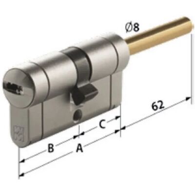 MOTTURA Cilindro C28 Plus Con Catenaccio Regolabile Per Pomoletto, Misure: A 67 Mm, B 36 Mm, C 31 Mm MOTTURA Cilindro C28 Plus Con Catenaccio Regolabile Per Pomoletto, Misure: A 67 Mm, B 36 Mm, C 31 Mm