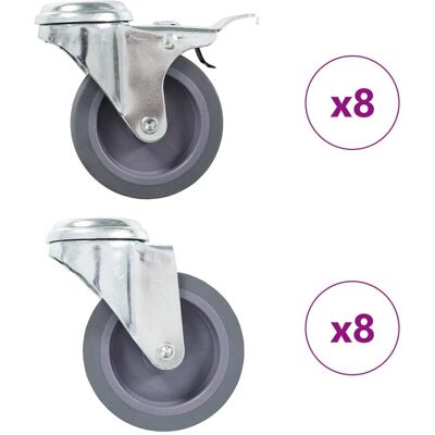 VIDAXL Ruote Girevoli Con Foro Per Bullone 16 Pz 75 Mm VIDAXL Ruote Girevoli Con Foro Per Bullone 16 Pz 75 Mm