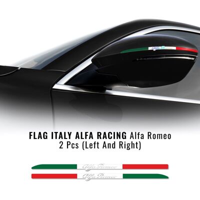 Adesivi specchio auto con bandiera italiana holografica Alfa Romeo - 6 x 173 mm Adesivi specchio auto con bandiera italiana holografica Alfa Romeo - 6 x 173 mm