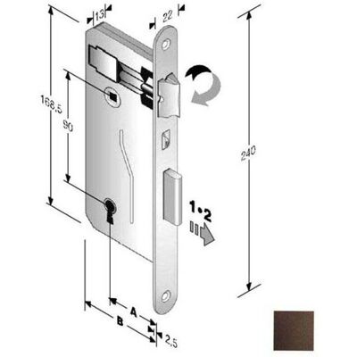 BONAITI Serratura Patent Mm 8x90 E50 Bt Bronzata Gb BONAITI Serratura Patent Mm 8x90 E50 Bt Bronzata Gb