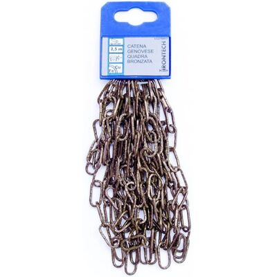 MASIDEF - Catena Genovese Pretagliata Maglia Quadra Diam. 2 Mm. In Acciaio Bronzato 2,5 Mt. MASIDEF - Catena Genovese Pretagliata Maglia Quadra Diam. 2 Mm. In Acciaio Bronzato 2,5 Mt.
