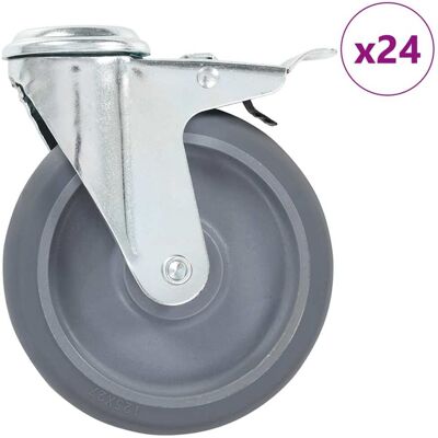 vidaXL 24 pz Ruote girevoli con foro passante e doppi freni vidaXL 24 pz Ruote girevoli con foro passante e doppi freni