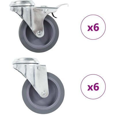 VIDAXL Ruote Girevoli Con Foro Per Bullone 12 Pz 75 Mm VIDAXL Ruote Girevoli Con Foro Per Bullone 12 Pz 75 Mm