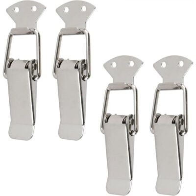 OEM Chiusura A Molla In Acciaio Inox, Colore Argento, Interasse 47 Mm, Confezione Da 4 Chiusure A Scatto Senza Meccanismo Di Bloccaggio. OEM Chiusura A Molla In Acciaio Inox, Colore Argento, Interasse 47 Mm, Confezione Da 4 Chiusure A Scatto Senza Meccanismo Di Bloccaggio.
