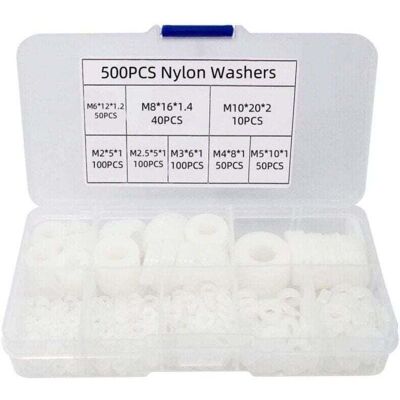 OEM Kit Assortimento Di 500 Rondelle Piatte In Nylon, Xu, Rondelle Piatte Isolate, Guarnizioni Rotonde, Guarnizioni Di Tenuta, Tubi - M2/m2.5/m3/m4/m5/m6/m8/m10 (bianco)-crezuo OEM Kit Assortimento Di 500 Rondelle Piatte In Nylon, Xu, Rondelle Piatte Isolate, Guarnizioni Rotonde, Guarnizioni Di Tenuta, Tubi - M2/m2.5/m3/m4/m5/m6/m8/m10 (bianco)-crezuo