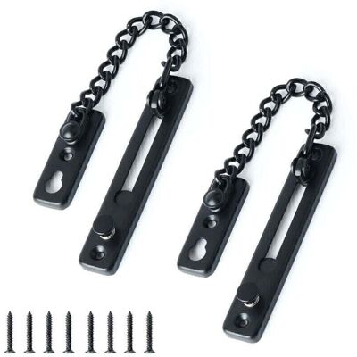 OEM (2 Pezzi) Catena Di Sicurezza Per Porta Stretta, Limitatore A Molla Antifurto Con Viti Per Porte Interne Di Casa, Finitura Nero Opaco In Acciaio Inossidabile OEM (2 Pezzi) Catena Di Sicurezza Per Porta Stretta, Limitatore A Molla Antifurto Con Viti Per Porte Interne Di Casa, Finitura Nero Opaco In Acciaio Inossidabile