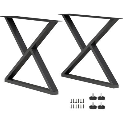 HOMCOM Set 2 Gambe Per Mobili In Acciaio A Forma Di X, Stile Industriale, Nero HOMCOM Set 2 Gambe Per Mobili In Acciaio A Forma Di X, Stile Industriale, Nero