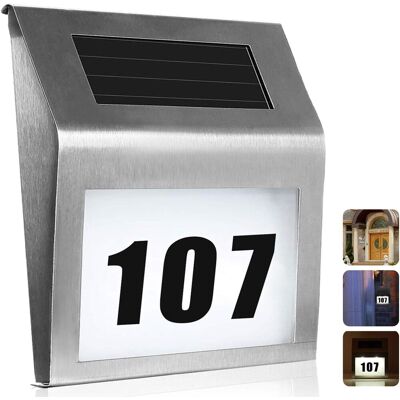 OEM Numero Civico A Energia Solare, Targa Stradale Esterna In Acciaio Inossidabile Impermeabile E Illuminata. OEM Numero Civico A Energia Solare, Targa Stradale Esterna In Acciaio Inossidabile Impermeabile E Illuminata.