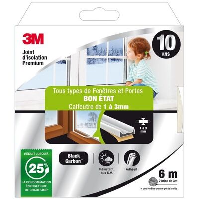 3M Guarnizione Universale Per Porte/finestre Buone Condizioni Premium Da 1 A 3 Mm X 6 M Bianco 3M Guarnizione Universale Per Porte/finestre Buone Condizioni Premium Da 1 A 3 Mm X 6 M Bianco