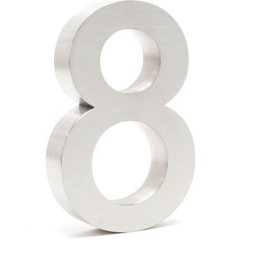 WILTEC Numero Civico '8' 3d Arial 20 Cm Acciaio Inox Resistente Alle Intemperie Con Materiale Di Montaggio - WILTEC Numero Civico '8' 3d Arial 20 Cm Acciaio Inox Resistente Alle Intemperie Con Materiale Di Montaggio -
