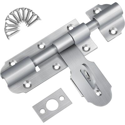 KEEMOTE Catenaccio Esterno Per Porte In Acciaio Inox Da 105 Mm Con Serratura Scorrevole E Lucchetto, Per Garage E Cancelli, Robusto KEEMOTE Catenaccio Esterno Per Porte In Acciaio Inox Da 105 Mm Con Serratura Scorrevole E Lucchetto, Per Garage E Cancelli, Robusto