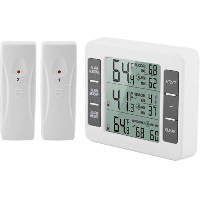 XISRENS Termometro Digitale Wireless Per Frigorifero Con Allarme Acustico E Sensore A 2 Pezzi Con Display Min/max XISRENS Termometro Digitale Wireless Per Frigorifero Con Allarme Acustico E Sensore A 2 Pezzi Con Display Min/max