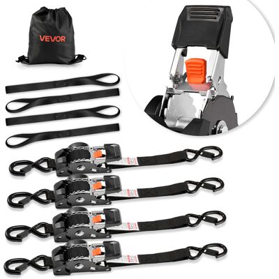 VEVOR Cinghie Di Fissaggio Con Doppio Gancio A S Da 25,4 Mm X 3 M, Resistenza Alla Rottura Di 544 Kg, Borsa Per Il Trasporto, Per Traslochi, Rimorchi, Motociclette, Kayak, Tetto, Confezione Da 4 VEVOR Cinghie Di Fissaggio Con Doppio Gancio A S Da 25,4 Mm X 3 M, Resistenza Alla Rottura Di 544 Kg, Borsa Per Il Trasporto, Per Traslochi, Rimorchi, Motociclette, Kayak, Tetto, Confezione Da 4