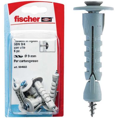 Fischer Tasselli Nylon Sbn 9/3 4 Pezzi Fischer Tasselli Nylon Sbn 9/3 4 Pezzi