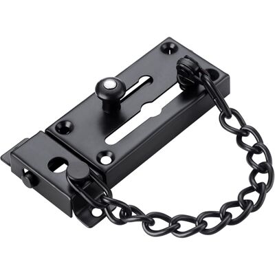 AQUAFORGE Catena Di Chiusura Per Porta (nero Opaco), Chiavistello Con Sistema Antifurto - AQUAFORGE Catena Di Chiusura Per Porta (nero Opaco), Chiavistello Con Sistema Antifurto -